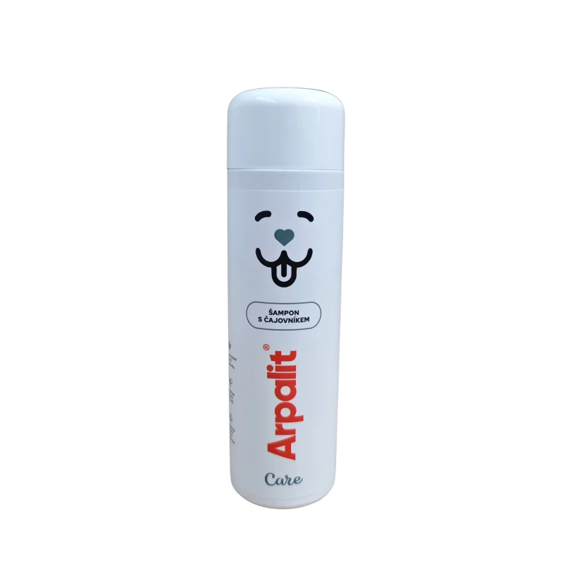 Arpalit Care šampón s čajovníkom pre psov čistí srsť, hydratuje pokožku a obnovuje lesk. Obsahuje vitamíny, alantoín a olivový olej.