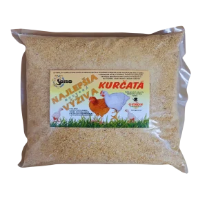 Doplnková výživa pre mäsové kurčatá – vysoký obsah bielkovín a vitamínov na rýchly rast a kvalitné osvalenie.
