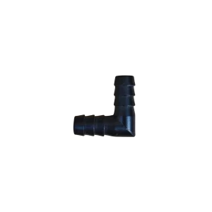 Plastová kolenová spojka v tvare L pre 9 mm hadičky. Umožňuje zmenu smeru rozvodu vody o 90°.